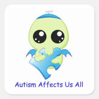Sticker Carré L'autisme affecte - Baby Cthulhu
