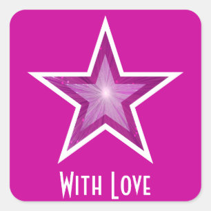 Sticker Carré L'autocollant rose de l'carré "Avec amour"