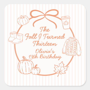 Sticker Carré L'automne de mes treize ans 13e anniversaire