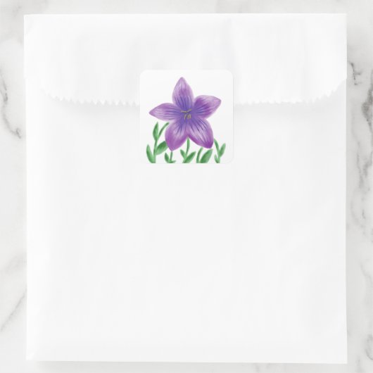 Sticker Carré Lavande de fleurs d'aquarelle (Sac)