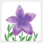 Sticker Carré Lavande de fleurs d'aquarelle (Devant)