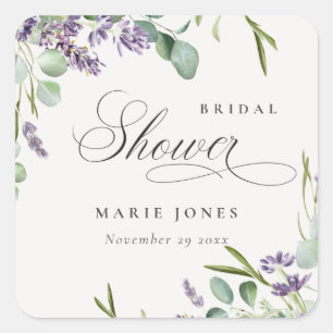 Sticker Carré Lavande Eucalyptus Feuillage Floral Mariage