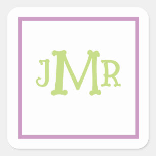 Sticker Carré Lavande mignonne et Paraphe vert carré