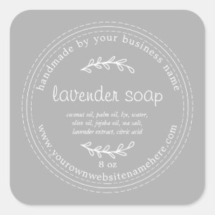 Sticker Carré Lavande Rustique fait main gris savon