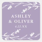 Sticker Carré Lavande Rustique Floral Fleur sauvage Mariage Fave (Devant)