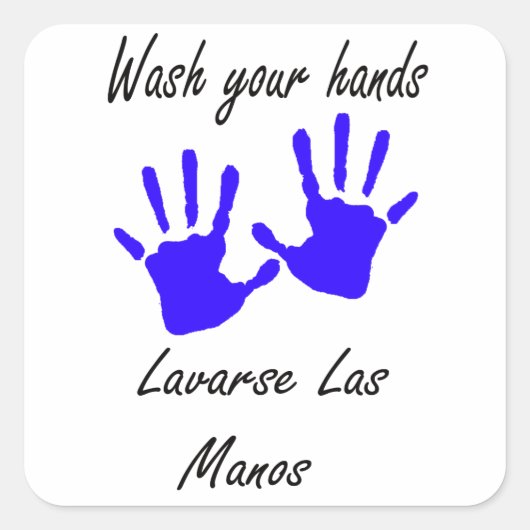 Sticker Carré lave-toi les mains (Devant)