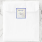 Sticker Carré Lavender Blue Princesse Tiara fête d'anniversaire (Sac)