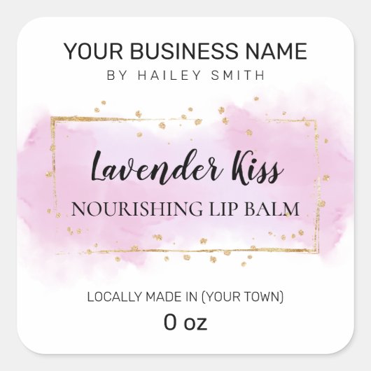 Sticker Carré Lavender Flavande Violet Et Gold Lip Balm (Devant)