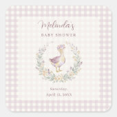 Sticker Carré Lavender Gingham Goose Envelope Seal LPM26 (Devant)