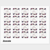 Sticker Carré Lavender Navy Blue Floral Bloom Mariage (Feuille)