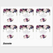 Sticker Carré Lavender Navy Blue Floral Bloom Mariage (Feuille)