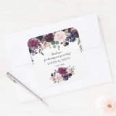 Sticker Carré Lavender Navy Blue Floral Bloom Mariage (Enveloppe)