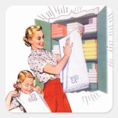 Sticker Carré laverie vintage rétro (Devant)