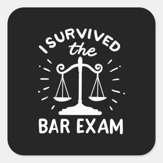 Sticker Carré L'Avocat A Survécu À L'Examen Bar (Devant)