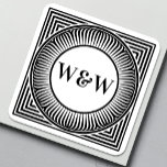 Sticker Carré Layered Geometric Monogram Labels - Custom<br><div class="desc">Adorn your items with these chic custom labels, featuring a captivating layered geometric monogram design that surrounds your personalized initials. The intricate concentric frames and sophisticated textures create a modern, high-end look on any surface. These high-quality, peel-and-stick labels offer ultimate convenience, perfect for sealing envelopes, personalizing gifts, branding products, or...</div>