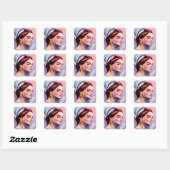 Sticker Carré Layered Grace Abstract Feminine Portrait (Feuille)
