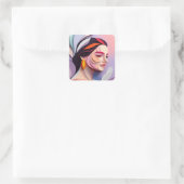 Sticker Carré Layered Grace Abstract Feminine Portrait (Sac)