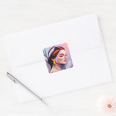 Sticker Carré Layered Grace Abstract Feminine Portrait (Enveloppe)