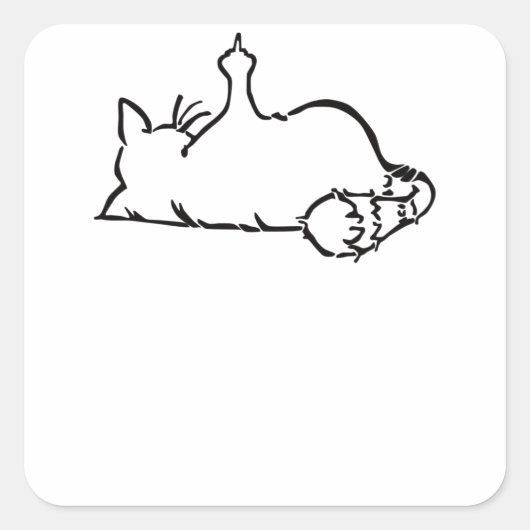 Sticker Carré Lazy Funny Chat Montrant Doigt Puant - Cadeau (Devant)