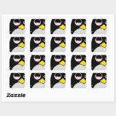 STICKER CARRÉ LAZY LINUX TUX PENGUIN (Feuille)