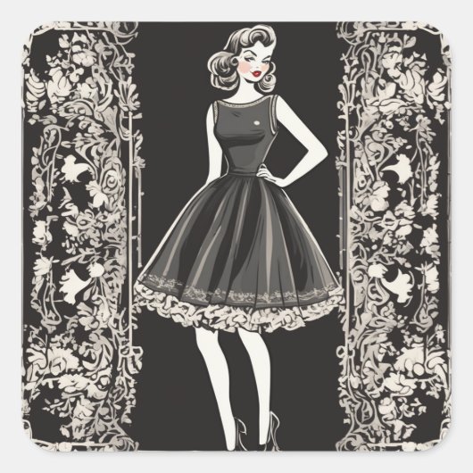 Sticker Carré LBD Vintage petit costume noir (Devant)