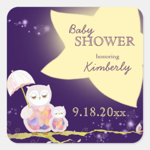 Sticker Carré Le Baby shower des Chouettes de nuit Starry