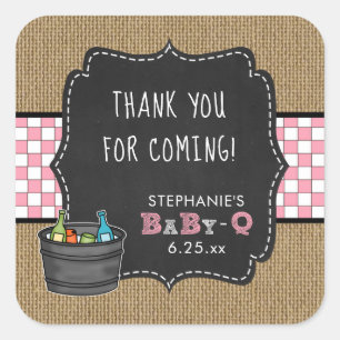 Sticker Carré Le baby shower du bébé Q vous remercient de