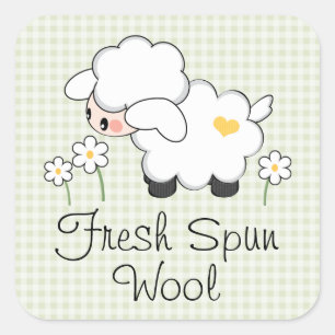 Sticker Carré Le baby shower vert d'agneau marque des