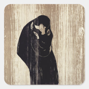 Sticker Carré Le baiser de la lithographie d'Edvard Munch,