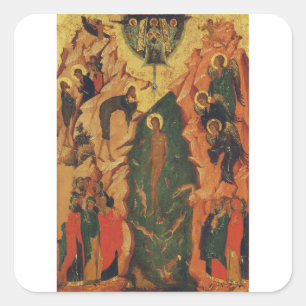Sticker Carré Le baptême de Jésus-Christ icône byzantine
