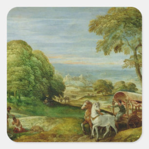 Sticker Carré Le baptême de l'Eunuch éthiopien