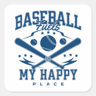 Sticker Carré Le Baseball Met Mon Endroit Heureux