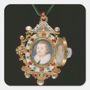 Sticker Carré Le bijou de Gresley, avec les portraits miniatures