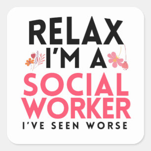 Sticker Carré Le cadeau drôle de bâillon d'assistant social