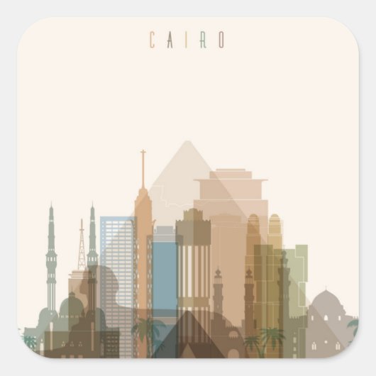 Sticker Carré Le Caire, Egypte | Ville Skyline (Devant)