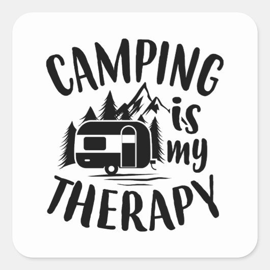 Sticker Carré Le camping est mon art de thérapie (Devant)