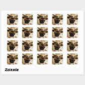 Sticker Carré Le Carlin Cowboy Puppy (Feuille)