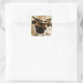 Sticker Carré Le Carlin Cowboy Puppy (Sac)