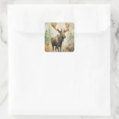 Sticker Carré Le cerf dans une forêt (Sac)