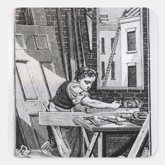 Sticker Carré Le charpentier (Devant)