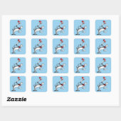 Sticker Carré Le Chat Chapeauté S'incline (Feuille)