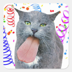Sticker Carré Le Chat De Fête A Ta Langue ?