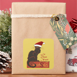 Sticker Carré Le Chat Noel Vector Art de parodie de Noël