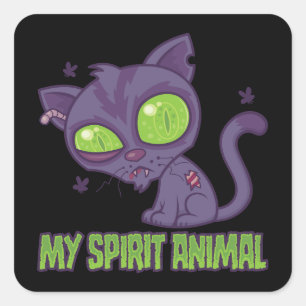 Sticker Carré Le Chat Zombie Est Mon Animal Spirituel