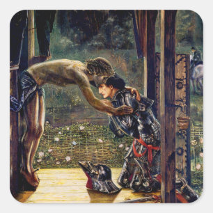 Sticker Carré Le Chevalier Miséricordieux d'Edward Burne-Jones