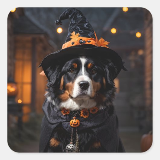Sticker Carré Le chien bernois Spooktacular : Un Howl-o-Ween d'H (Devant)