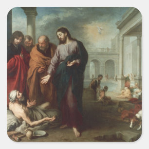 Sticker Carré Le Christ à la piscine de Bethesda, 1667-70 (huil