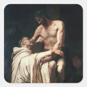 Sticker Carré Le Christ embrassant Saint Bernard