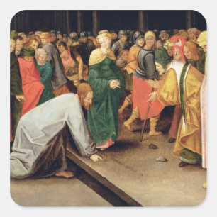 Sticker Carré Le Christ et l'adultère rentré par femmes, 1628