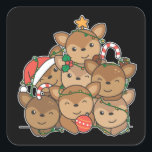Sticker Carré Le Christ Tree Funny Animal Christmas<br><div class="desc">The deer look like a Christmas tree. Veuh fairy lights and Santa's hats they are perfect pour Christmas. Every deer lover is happy about cute animals for the holidays en hiver.</div>